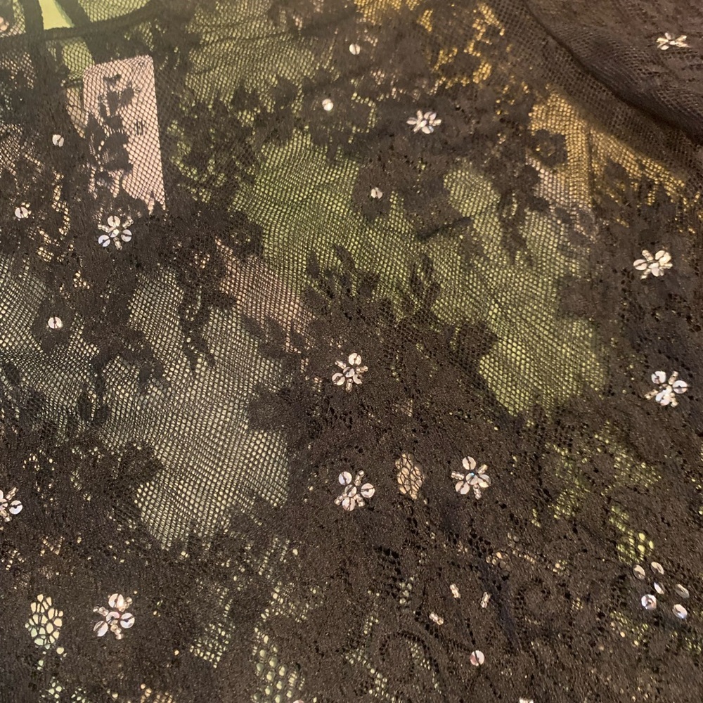 Express Black Lace Blouse with Floral Details - Picture 2 of 3